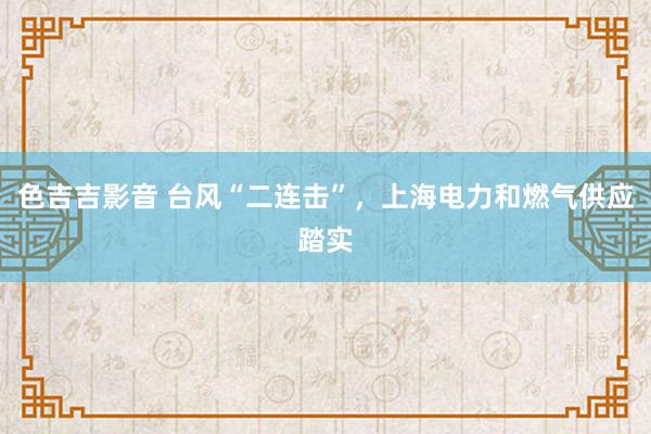 色吉吉影音 台风“二连击”，上海电力和燃气供应踏实